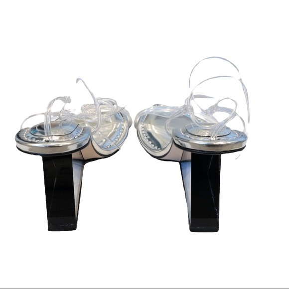 GOOD AMERICAN Cinder-F*cking-Rella Wedge in Silver - Size 7.5 - Picture 8 of 15